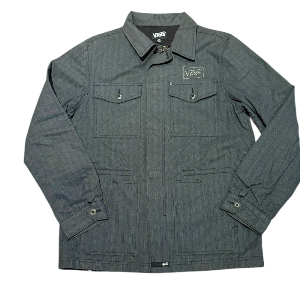 Vans Men's Size Medium Gray Herringbone Anorak Style Zip Jacket